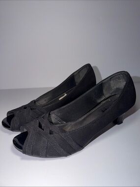 Black Peep-Toe Heels